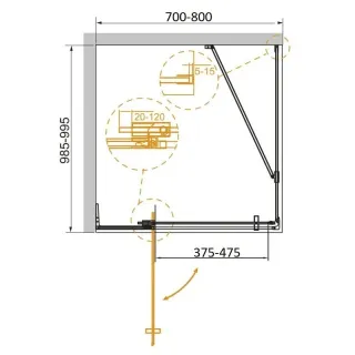 Душевой уголок Cezares Slider SLIDER-AH-1-100-70/80-C-GM 70/80x100 см профиль оружейная сталь стекло прозрачное