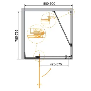 Душевой уголок Cezares Slider SLIDER-AH-1-80-80/90-C-BORO 80/90x80 см профиль брашированное золото стекло прозрачное