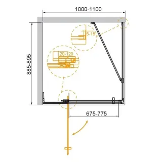 Душевой уголок Cezares Slider SLIDER-AH-1-90-100/110-BR-BORO 100/110x90 см профиль брашированное золото стекло бронза