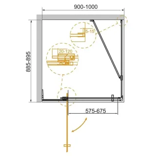 Душевой уголок Cezares Slider SLIDER-AH-1-90-90/100-BR-BORO 90/100x90 см профиль брашированное золото стекло бронза