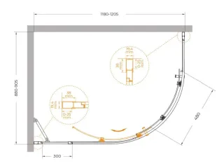Душевой уголок Cezares Molveno MOLVENO-RH-1-120/90-C-GM-IV 120x90 см профиль оружейная сталь стекло прозрачное