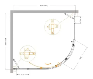 Душевой уголок Cezares Molveno MOLVENO-RH-11-120/110-C-GM-IV 120x110 см профиль оружейная сталь стекло прозрачное