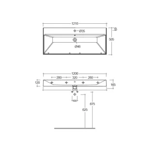 Раковина Kludi Resa 59WW12153 120 см белый матовый