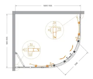 Душевой уголок Cezares Molveno MOLVENO-RH-2-110/90-C-BORO-IV 110x90 см профиль брашированное золото стекло прозрачное
