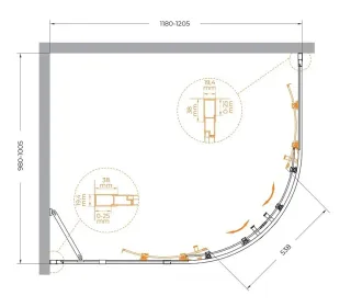 Душевой уголок Cezares Molveno MOLVENO-RH-2-120/100-C-BORO-IV 120x100 см профиль брашированное золото стекло прозрачное