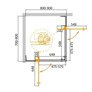 Душевой уголок Cezares Slider SLIDER-AH-2-70/80-80/90-GRIGIO-BORO 70/80x80/90 см профиль брашированное золото стекло серое