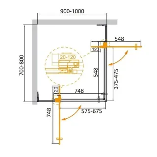 Душевой уголок Cezares Slider SLIDER-AH-2-70/80-90/100-BR-BORO 70/80x90/100 см профиль брашированное золото стекло бронза