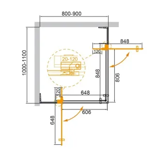 Душевой уголок Cezares Slider SLIDER-AH-2-80/90-100/110-BR-BORO 80/90x100/110 см профиль брашированное золото стекло бронза