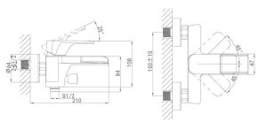 Смеситель для ванны D&K Berlin Technische чёрный DA1433515