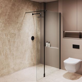 Душевая перегородка RGW WA-051B WA-010B + Z-071B 351005193-14 90 см профиль чёрный стекло прозрачное