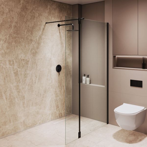 Душевая перегородка RGW WA-051B WA-010B + Z-071B 351005113-14 110 см профиль чёрный стекло прозрачное