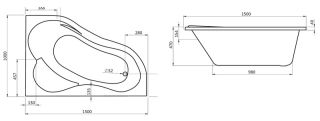 Santek Ибица 150х100 L асимметричная белая 1WH112034