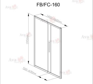 Душевая дверь в нишу AvaCan FB 140-160 чёрный