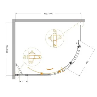 Душевой уголок Cezares Molveno MOLVENO-RH-1-110/90-C-BORO-IV 110x90 см профиль брашированное золото стекло прозрачное