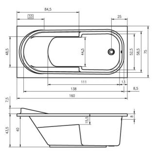 Акриловая ванна Riho Columbia B001001005 160x75см белый Акриловая ванна Riho Columbia B001001005 160x75см белый