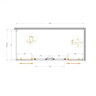 Душевой уголок Cezares Molveno MOLVENO-AH-2/1-180/80-C-Cr-IV 180x80 см профиль хром стекло прозрачное