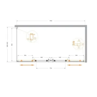 Душевой уголок Cezares Molveno MOLVENO-AH-2/1-180/90-C-Cr-IV 180x90 см профиль хром стекло прозрачное