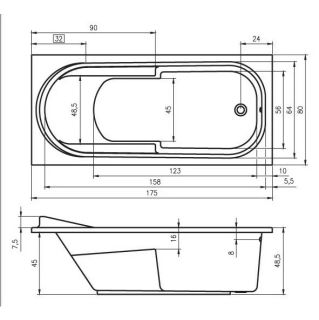 Акриловая ванна Riho Columbia B003001005 175x80см белый Акриловая ванна Riho Columbia B003001005 175x80см белый
