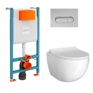 Инсталляция с унитазом VitrA Sento (Сенто) 9830B003-7212 кнопка смыва хром глянец