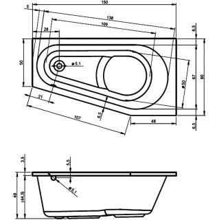 Акриловая ванна Riho Delta B067001005 L 150x80см белый Акриловая ванна Riho Delta B067001005 L 150x80см белый