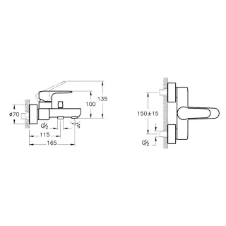 Смеситель для ванны VitrA Root Round (Рут Раунд) A4272534EXP брашированный никел