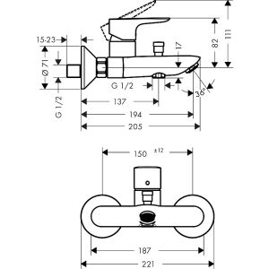 Смеситель для ванны Hansgrohe Talis E 71740700 матовый белый