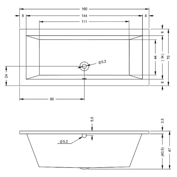 Акриловая ванна Riho Lusso B013001005 160х70см белый