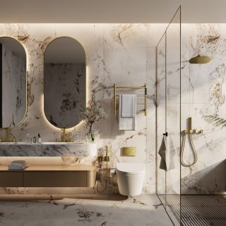 Полотенцесушитель электрический AQUAme AQM3124BG 47x47 см c терморегулятором золото брашированное