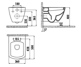 Подвесной унитаз с функцией биде Creavit Tetra TP326-00CB00E-0000 белый