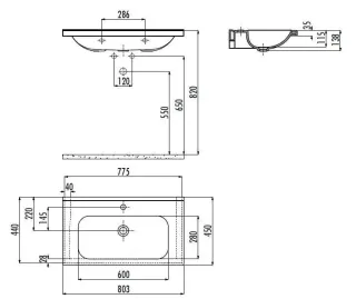 Раковина Creavit Ideal ID080-00CB00E-0000 80 см белый