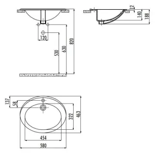 Раковина Creavit TP230-00CB00E-0000 58 см белый