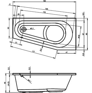 Акриловая ванна Riho Delta B069001005 L 160x80см белый Акриловая ванна Riho Delta B069001005 L 160x80см белый