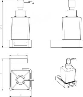 Дозатор Boheme Q чёрный/золото 10957-G-B