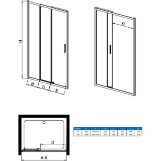 Душевая дверь Vincea Alpha VDS3-3AL900CLB 90 см профиль черный матовый стекло прозрачное