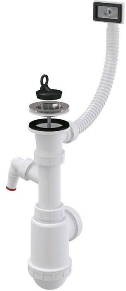 Сифон для мойки AlcaPlast с нержавеющей решеткой ?70 гофропереливом и подводкой A444P-DN50/40