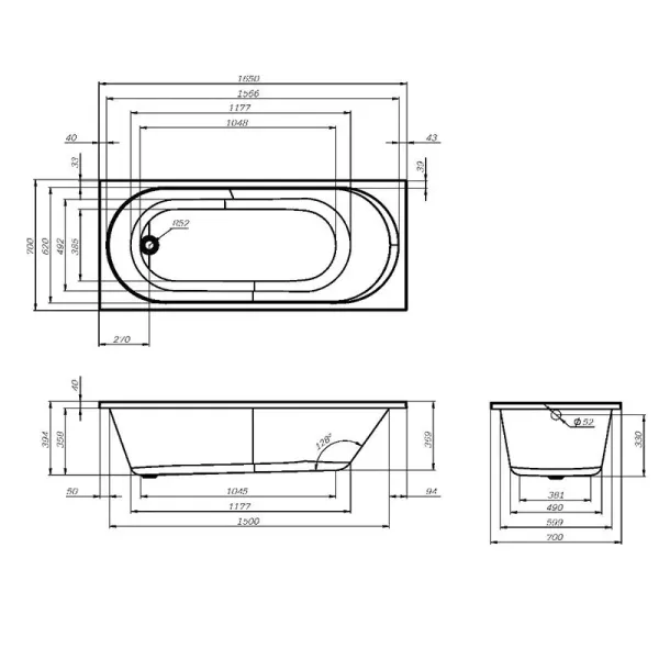 Ванна акриловая Am.Pm X-Joy W94A-165-070W-A 165x70 см белый