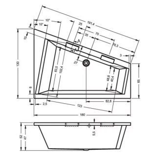 Акриловая ванна Riho Doppio B034001005 L 180x130см белый Акриловая ванна Riho Doppio B034001005 L 180x130см белый