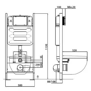 Инсталляция Jacob Delafon E21743RU-CP с безободковым унитазом Elite сиденье с микролифтом клавиша смыва хром