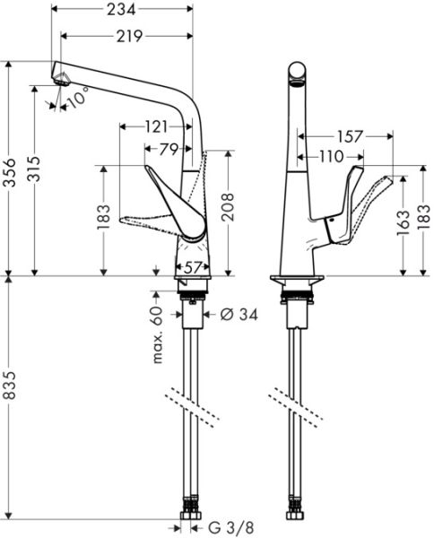 Смеситель Hansgrohe Metris 14822800 для кухни Смеситель Hansgrohe Metris 14822800 для кухни