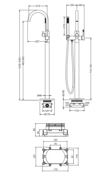 Напольный смеситель для ванны Timo Saona 2310/19Y-CR розовое золото