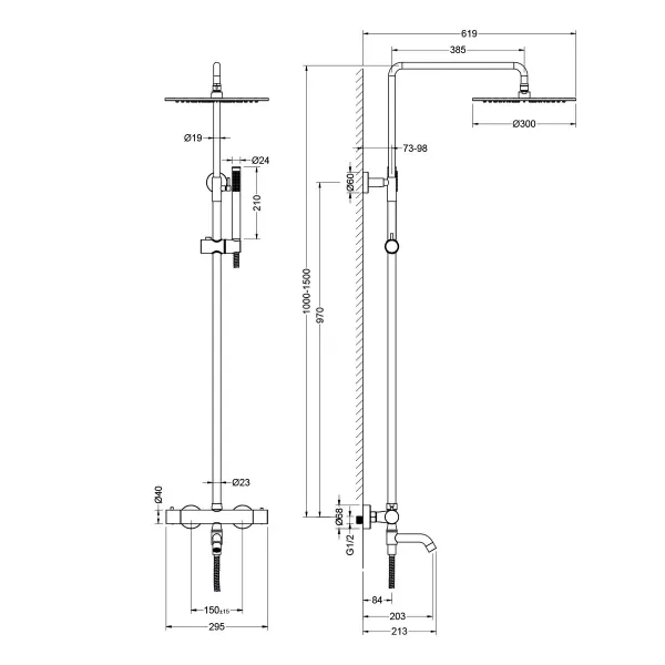 Душевая стойка Timo Saona SX-2380/13 с термостатом никель матовый