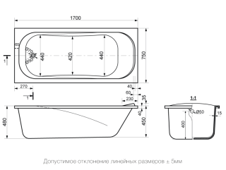 Ванна из литьевого мрамора Delice Triumph DLR330011 170х75