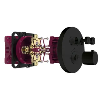 Встраиваемый смеситель-термостат на 2 источника AQUAme AQM8802MB чёрный матовый