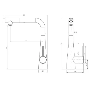Смеситель для кухни AQUAme Cucina AQM9902CR с выдвижным изливом хром