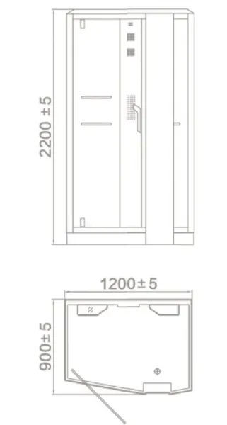Душевая кабина Orans SR-89105RS 89105RBLH 120x90 см профиль чёрный стекло прозрачное