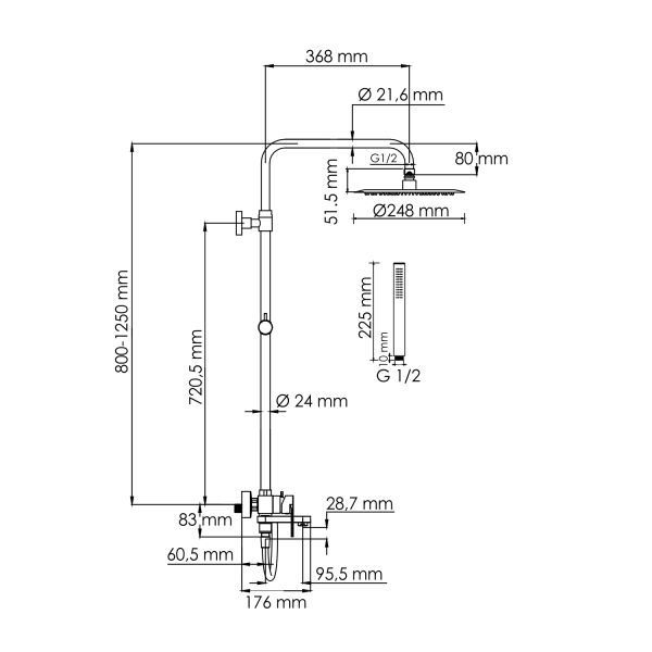 Душевой комплект WasserKRAFT A174.258.217.CB черный