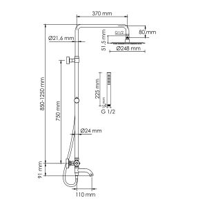Душевой комплект WasserKRAFT A288.258.217.BM Thermo черный