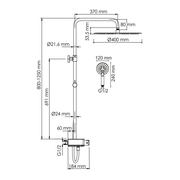 Душевой комплект WasserKRAFT A113.117.058.CH Thermo хром Душевой комплект WasserKRAFT A113.117.058.CH Thermo хром