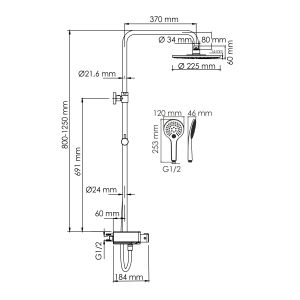 Душевой комплект WasserKRAFT A113.067.155.CH Thermo хром