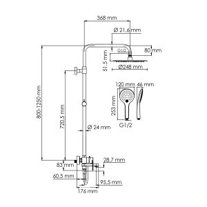 Душевой комплект WasserKRAFT A174.258.078.CB черный